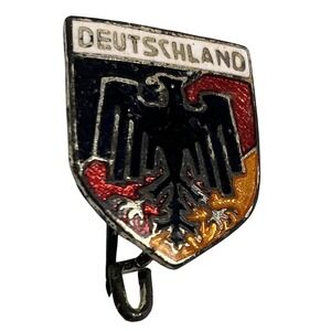Vintage Deutschland Eagle Shield Enamel Pin German Crest Lapel Pin